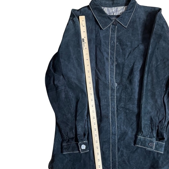 QVC Dialogue women burnout black washable leather suede size 1X lined Shacket - Picture 5 of 12